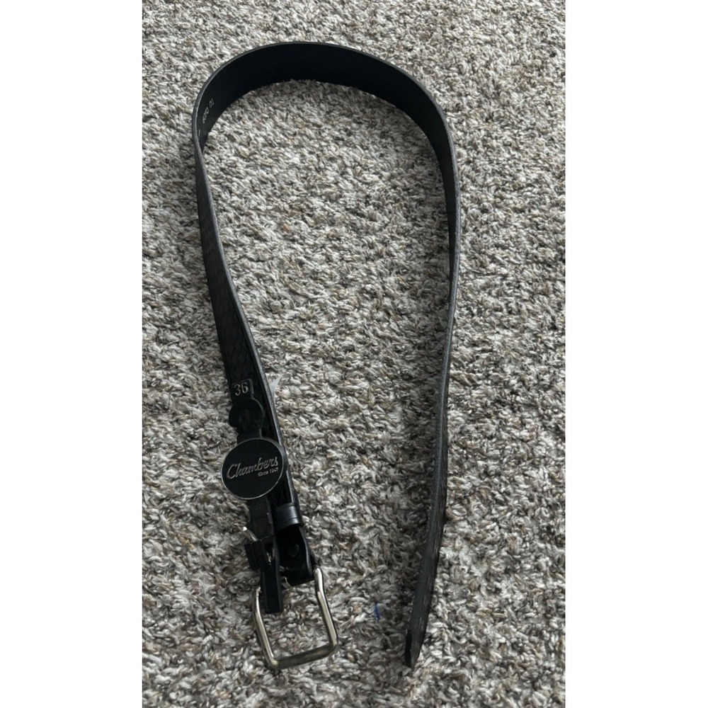 Chambers Black‎ Leather Belt Woven Textured Men's Size 36 NWT Mexico Made